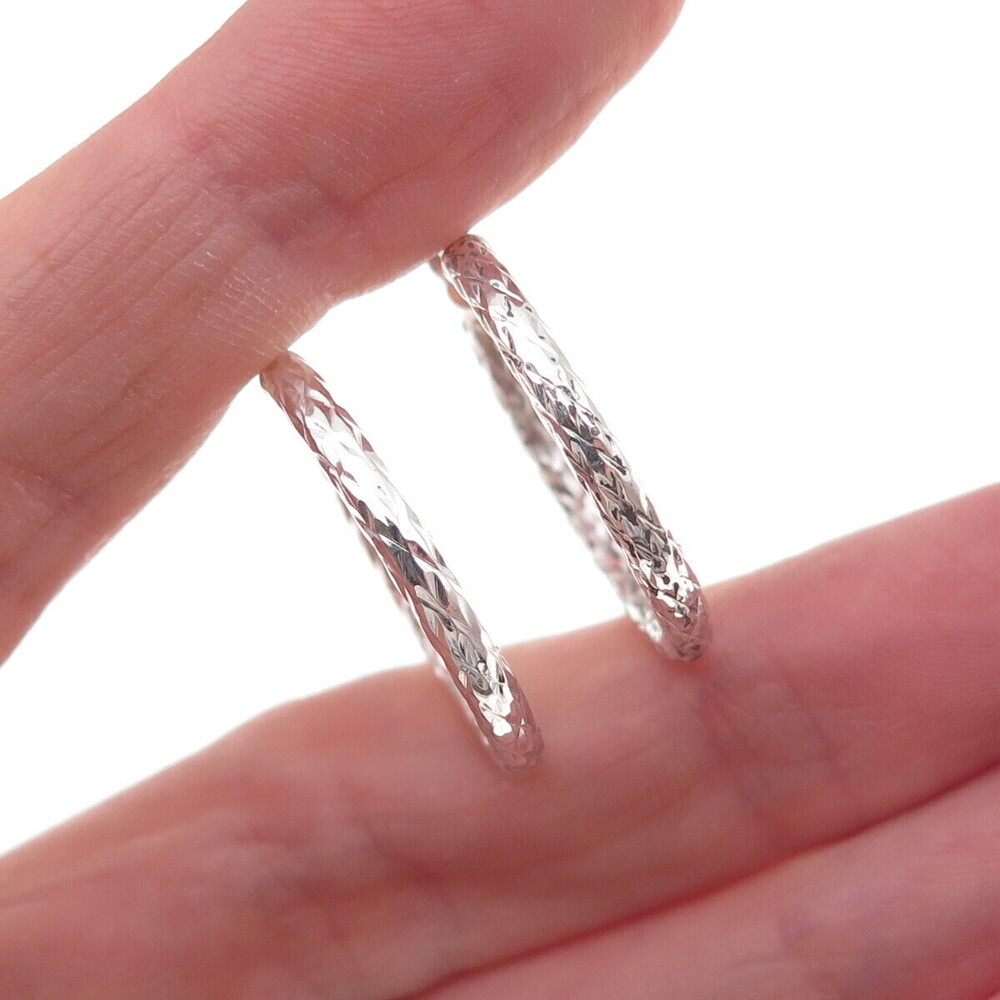 Han 925 Sterling Silver Etched Hoop Earrings